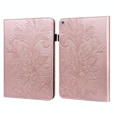 Cassa in pelle di rilievo del fiore del pizzo in pelle orizzontale con titolare e carta Slot & Portafoglio e portafoglio e foto Cornice e funzione di sveglia per Amazon Kindle Fire HD 10 2019/2018/2017/2016 (Grow Gold)