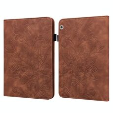 Per Huawei MediaPad T3 10 pizzo fiore goffratura modello orizzontale flip custodia in pelle con supporto e carte slot e portafoglio e cornice fotografica (marrone)