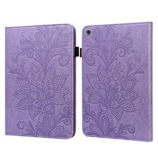 Per Huawei MediaPad M5 Lite pizzo fiore in rilievo modello in pelle orizzontale flip custodia in pelle con supporto e carte slot e portafoglio e cornice fotografica (viola)