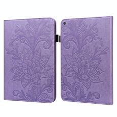 Per Amazon Kindle Fire HD 8 2019/2017/2017/2016 PIZZO FLOWER Embossing Pattern Horizontal flip custodia in pelle con supporto e carta Slot & Portafoglio e cornice (viola)