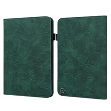 Per Amazon Kindle Fire HD 10 2021 / HD 10 Plus 2021 pizzo fiore goffratura modello orizzontale flip custodia in pelle con supporto e carta slot e portafoglio e cornice fotografica (verde)