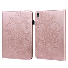 Per Lenovo Tab P11 2020 11 pollici TB-J606F / J606x pizzo fiore goffratura modello orizzontale flip custodia in pelle con supporto e carte slot e portafoglio e cornice fotografica (oro rosa)