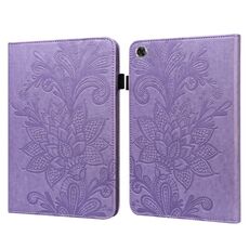Per Lenovo Tab M8 8505x pizzo fiore goffratura modello orizzontale in pelle flip custodia con supporto e carte slot e portafoglio e cornice fotografica (viola)