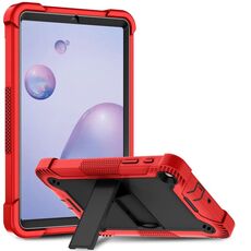 Per Samsung Galaxy Tab A 8,4 (2020) Custodia protettiva antiurto in silicone + PC con supporto (rosso + nero)