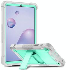 Per Samsung Galaxy Tab A 8,4 (2020) Custodia protettiva antiurto in silicone + PC con supporto (grigio + verde)