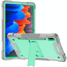Per Samsung Galaxy Tab S8 / GALAXY TAB S7 Silicone + PC Cassa protettiva antiurto con supporto (grigio + verde)
