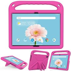 Per Lenovo M10 FHD REL TB-X605FC / TB-X605LC Maniglia portatile EVA antiurto antiurto anti-caduta custodia protettiva con supporto triangolo (rosso rosa)