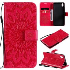 Per Vivo Y1S / Y90 / Y91C Sun Embossing Pattern Horizontal flip custodia in pelle con slot e supporto per carte e portafoglio e cordino (rosso)