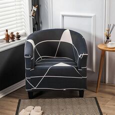 Coperchio del divano stampato a semicerchio singolo all-inclusive elastico (spazio grigio)
