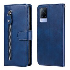 Per Vivo V21 5G / 4G Fashion Calf Texture con cerniera Custodia in pelle orizzontale in pelle con stand & card slot e portafoglio funzione (blu)