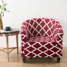Coperchio del divano stampato singolo a semicerchio a semicerchio elastico (stile rosso)