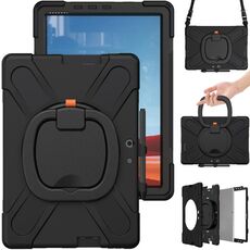 Per Microsoft Surface Pro X / Pro X 2021 Custodia protettiva in silicone + PC con supporto e tracolla (nero)