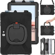 Per Microsoft Surface GO 3/2/1 Custodia protettiva in silicone + PC con supporto e tracolla (nero)