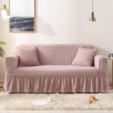 Soggiorno Stretch Copertura a copertura completa Skirt Style Sofa Cover, Dimensioni: DUBURE M 145-185CM (ROSA UNO COLORE)