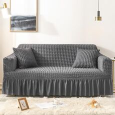 Soggiorno Stretch Copertura completa Gonna in stile Stile Cover, Dimensioni: DOUBLE M 145-185CM (Grigio a colori)