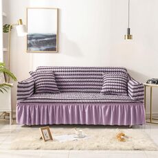 Soggiorno Stretch Copertura completa Gonna in stile Stile Cover, Dimensioni: DOUBLE M 145-185CM (Two-Collets Purple)