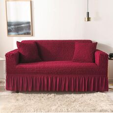 Soggiorno Stretch Copertura completa Gonna in stile Stile Cover, Dimensioni: DUBURE M 145-185CM (Vino unico colore rosso)