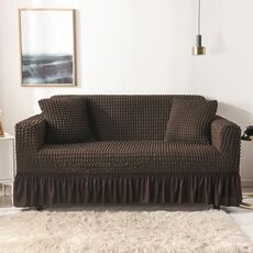 Soggiorno Stretch Copertura completa Gonna in stile Stile Cover, Dimensioni: DOUBLE M 145-185CM (Caffè scuro a un colore)