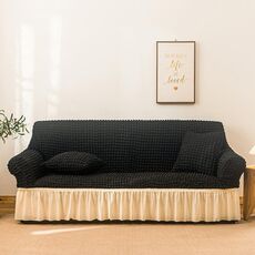 Soggiorno Stretch Copertura completa Gonna in stile Stile Cover, Dimensioni: DUBURE M 145-185CM (Bianco nero bianco)