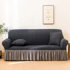 Soggiorno Stretch Copertura piena Gonna in stile Stile Cover, Dimensioni: Doppia M 145-185CM (grigio middle grigio scuro)