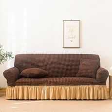 Soggiorno Stretch Copertura Full Copertura Skirt Style Sofa Cover, Dimensioni: DUBURE M 145-185CM (BEIGE DI CAFFÈ MEDIO)