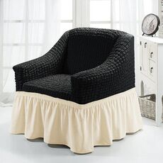 Four Seasons Universal Elastic Coverage Gonna Style Style Sofa Cover, Dimensioni: Single S 90-140cm (Black Wax White Bianco)