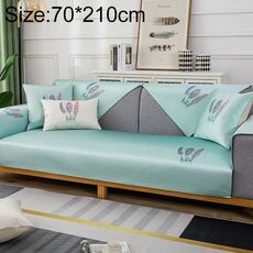 Pattern di piume Summer Ice Seta antiscivolo Piena copertura del divano della copertura, Dimensioni: 70x210cm (verde chiaro)