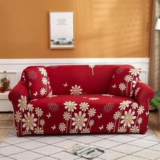Doppio sedile Soggiorno Four Seasons Elastic Copertura completa Sofà antiscivolo Coperchio, Dimensioni: 145 x 185 cm (rosso)
