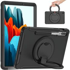 Per Samsung Galaxy Tab S8 / GALAXY TAB S7 870 TPU antiurto + custodia protettiva per PC con rotazione a 360 gradi Pieghevole con manico con supporto per impugnatura e slot a penna (nero)