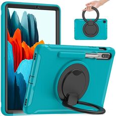 Per Samsung Galaxy Tab S8 / GALAXY TAB S7 870 Custodia protettiva in TPU + PC antiurto con rotazione a 360 gradi Pieghevole con manico Pieghevole con supporto per impugnatura e slot a penna (blu)