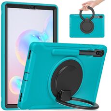 Per Samsung Galaxy Tab S6 T860 Antiurto antiurto TPU + custodia protettiva per PC con rotazione a 360 gradi Pieghevole con impugnatura porta con manico e slot per penna (blu)