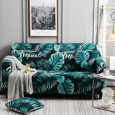 Double Seat Four Seasons Printing Full Coverage Elastic Non-slip Sofa Cover(Rainforest)