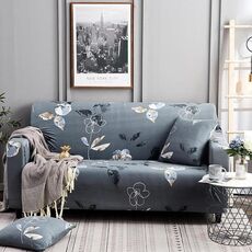 Double Seat Four Seasons Printing Full Coverage Elastic Non-slip Sofa Cover(Snow)