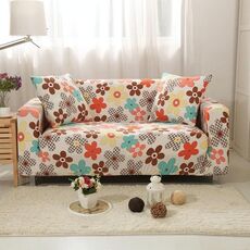 Double Seat Four Seasons Printing Full Coverage Elastic Non-slip Sofa Cover(Colorful)