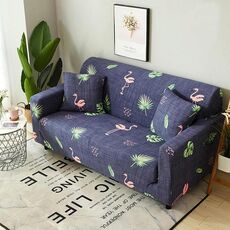 Double Seat Four Seasons Printing Full Coverage Elastic Non-slip Sofa Cover(Flamingo)