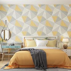 Home Geometric Wallpaper Deerskin Velvet Wallpaper non autoadesiva Sfondo addensato, Dimensioni: 53x1000 cm (giallo chiaro)