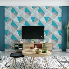 Home Geometric Wallpaper Deerskin Velvet Wallpaper non autoadesiva Sfondo addensato, Dimensioni: 53x1000 cm (lago blu)