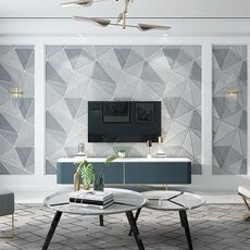 Home Geometric Wallpaper Deerskin Velvet Wallpaper non autoadesiva Sfondo addensato, Dimensioni: 53x1000 cm (grigio chiaro)