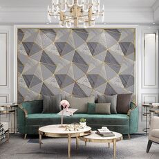 Home Geometric Wallpaper Deerskin Velvet Wallpaper non autoadesiva Sfondo addensato, Dimensioni: 53x1000 cm (grigio scuro)