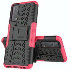 Per vivo Iqoo Z3 Pneumatici texture TPU antiurto TPU + custodia protettiva PC con supporto (rosa)