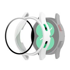 Per Samsung Galaxy Watch4 custodia protettiva per PC 44 mm con film in vetro temperato (bianco)