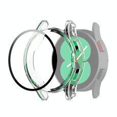 Per Samsung Galaxy Watch4 custodia protettiva per PC 44 mm con film in vetro temperato (bianco trasparente)