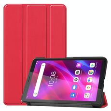 Per Lenovo Tab M7 3rd Gen Struttura custer Custodia in pelle orizzontale orizzontale con supporto a tre pieghevole (rosso)