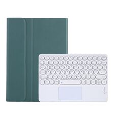 Y0N5-A TPU Tablet Case Lambskin Texture rotonda Keycap Tastiera Bluetooth Custodia in pelle con tablet con supporto e touchpad per Xiaomi Pad 5/5 Pro (verde scuro)