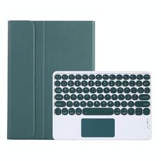 Y0n5-A TPU Tablet Case Lambskin Texture rotonda Keycap Tastiera Bluetooth Custodia in pelle in pelle con supporto e touchpad per Xiaomi Pad 5/5 Pro (verde scuro + verde scuro)