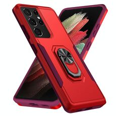 Per Samsung Galay S21 Ultra 5G Pioneer Armor Heavy Duty PC + Custodia antiurto TPU con supporto (rosso)