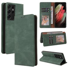 Per Samsung Galaxy S21 Ultra 5G Chiusura di aspirazione Semplice Custodia in pelle orizzontale in pelle con supporto e carta Slot & Portafoglio (verde)