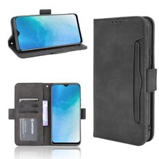 Per Vivo Y19 / U3 / U20 / Y5S Skin Feel modello di vitello Caso di cuoio flip orizzontale con supporto e carta slot e cornice fotografica (nero)