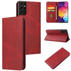 Per Samsung Galaxy S21 Ultra 5G Texture di vitello Caso di cuoio orizzontale in pelle orizzontale con supporto e carta Slot & Portafoglio (rosso)
