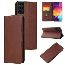Per Samsung Galaxy S21 Ultra 5G Texture di vitello Custodia a flip orizzontale a flip magnetico con supporto e carta Slot & Portafoglio (Brown)